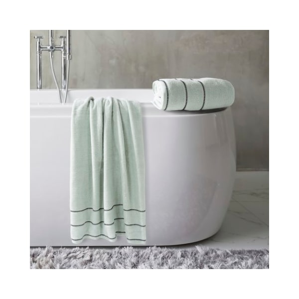 2-piece Luxury Cotton Towel Set, Bath Sheet Made From 100% Zero Twist Cotton, (Seafoam/Black)